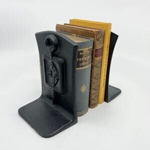 Vintage Cast Iron Key Design Book Ends